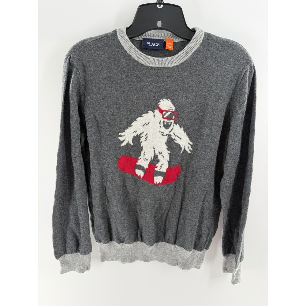 The Children's Place Yeti Pullover Sweater Kids Size Large 10/12 Gray Red